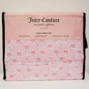 Juicy Couture 6-pc King Bed Sheet Set Pink Leopard Animal print Y2k Coquette